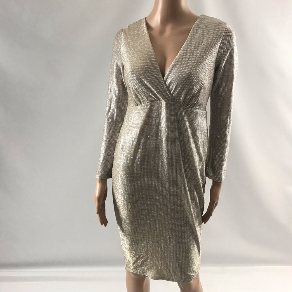 Flounce London Women’s 6 Dress V-neck LongSleeve